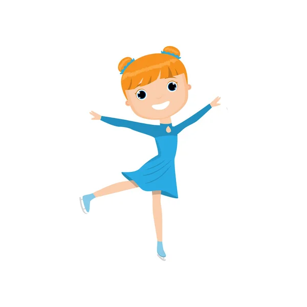 Hermosa linda patinadora pequeña figura sobre fondo blanco — Vector de stock