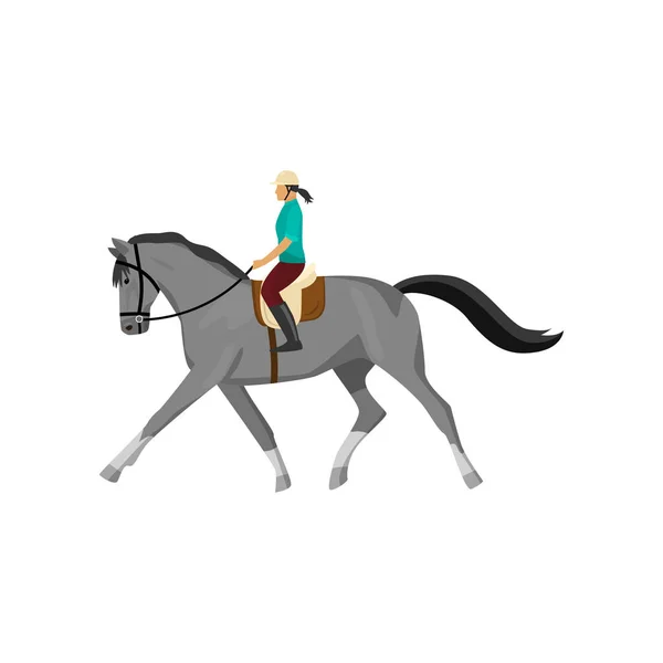 Koňské dostihy žena izolována proti Bílému pozadí — Stockový vektor