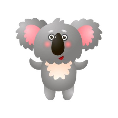 Komik şirin egzotik koala sarılmak ayakta beyaz arka plan üzerinde için hazır