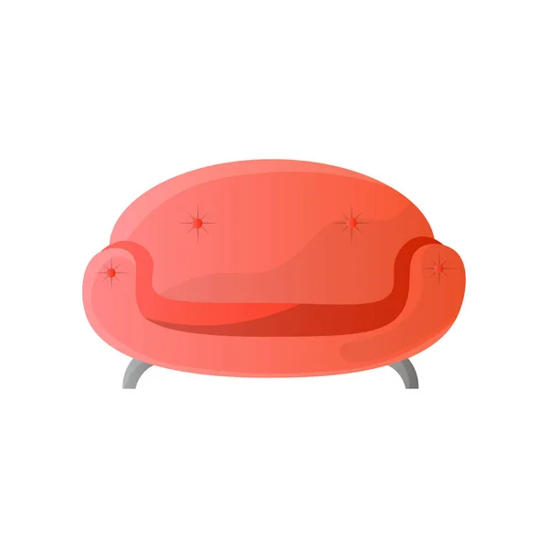 Modernes rotes, rundes Sofa mit Vorlage für Stahlbeine — Stockvektor