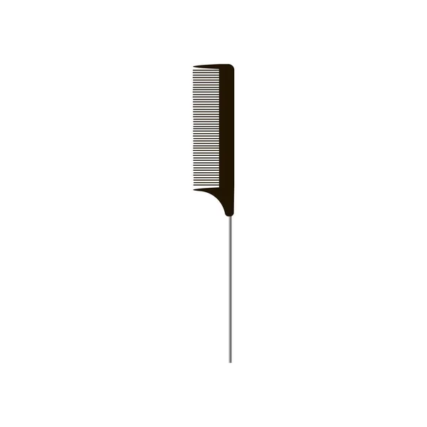 Черный узкий гребень гребешок с ручкой изолированы на белом фоне — стоковый вектор