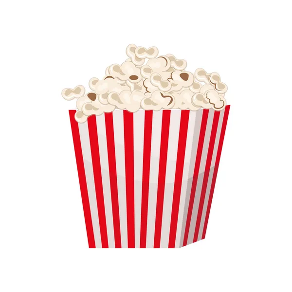 Größter rot-weiß gestreifter Popcorn-Eimer isoliert auf weißem Hintergrund. — Stockvektor