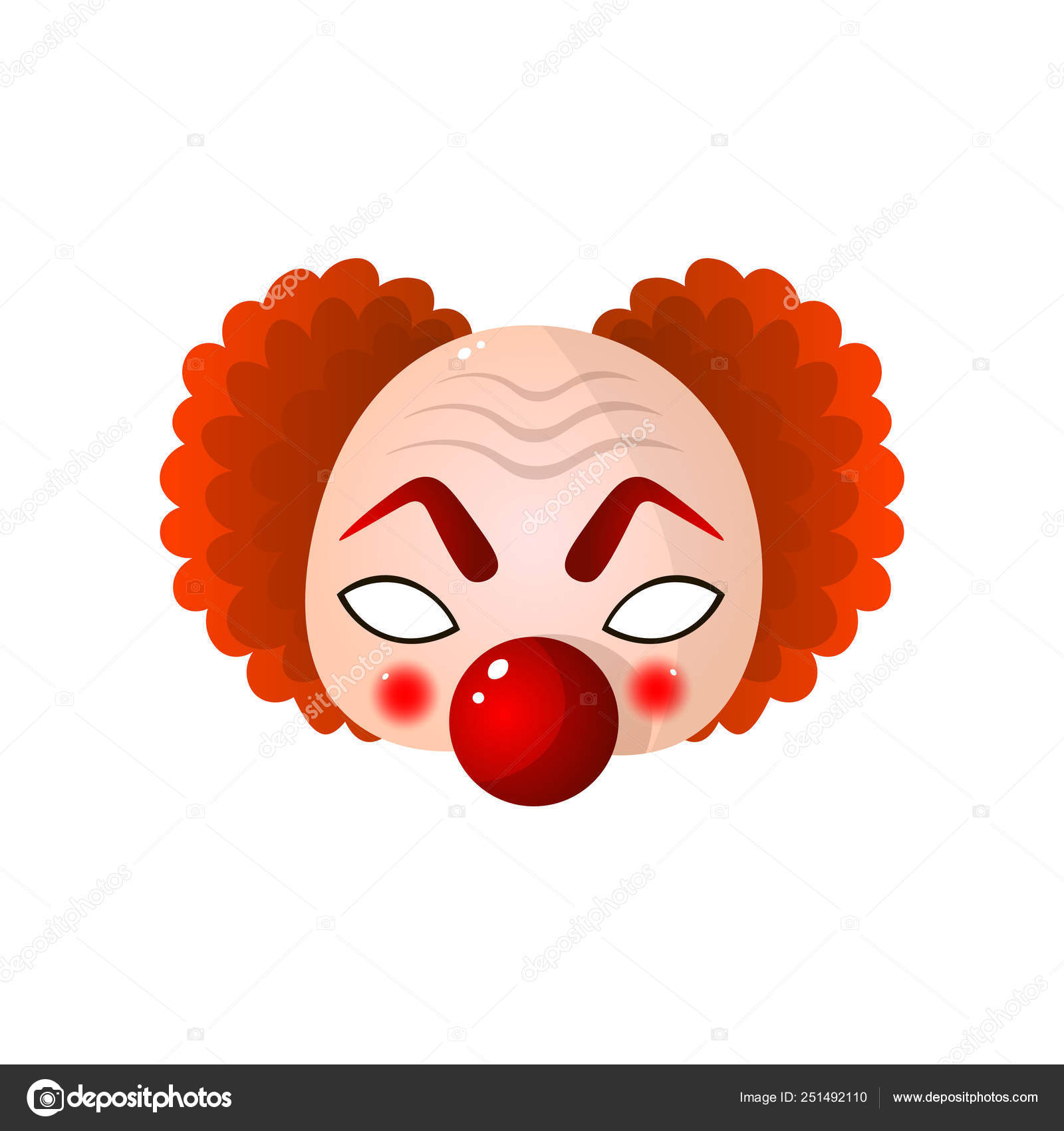 Carnival Halloween Masquerade Clown Mask With Big Red Nose And