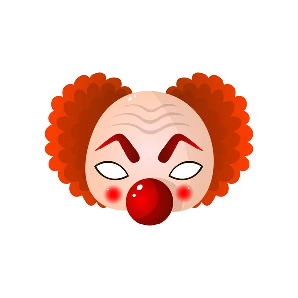 Carnevale di Halloween, maschera clown mascherata con grande naso rosso e capelli ricci — Vettoriale Stock
