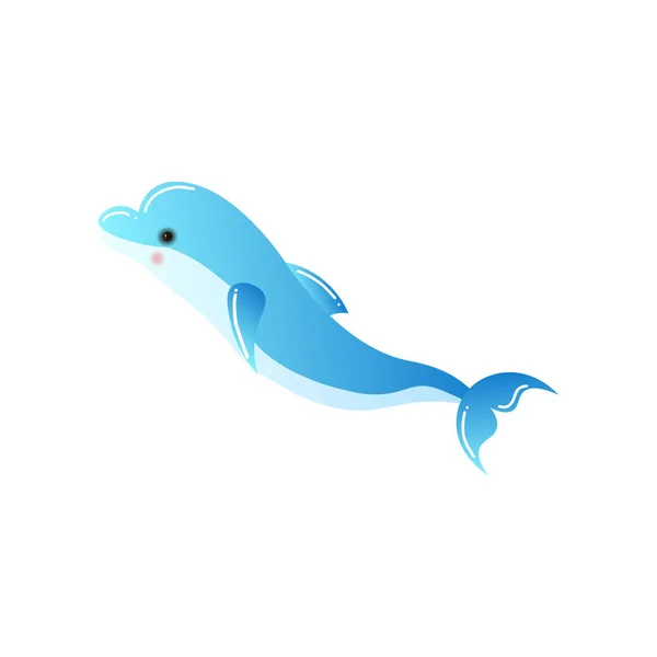 Bottlenose golfinho inteligente nadando para a esquerda isolado no fundo branco —  Vetores de Stock