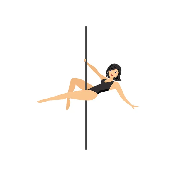 Personagem detalhada mulher pole dancer exercitando para a aptidão — Vetor de Stock