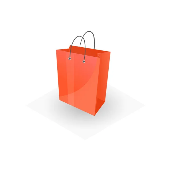 Carta arancione brillante colorato shopping o regali borsa isolato su sfondo bianco — Vettoriale Stock
