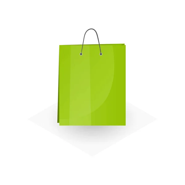 Big lime zöld papír vagy karton vásárlás vagy ajándékok zsák elszigetelt fehér háttér — Stock Vector