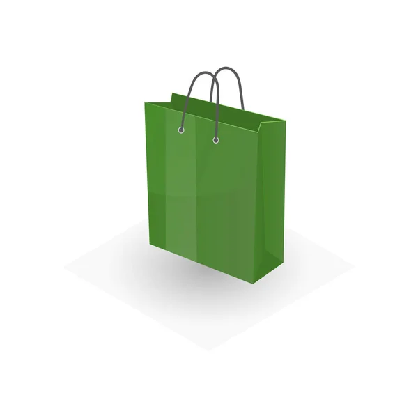 Grünes Papier oder Karton Einkaufen oder Geschenktüte isoliert auf weißem Hintergrund — Stockvektor