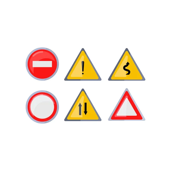 Ensemble de panneaux ronds et triangulaires isolés sur fond blanc — Image vectorielle