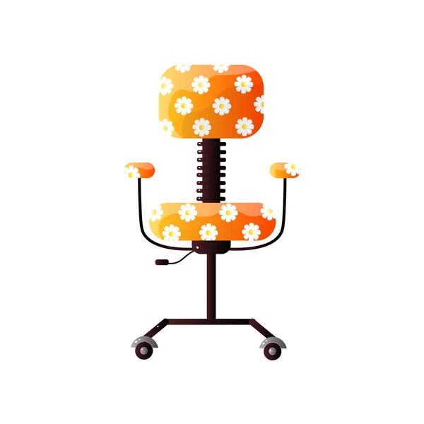 Chaise de bureau sur roues avec un design amusant à fond blanc — Image vectorielle