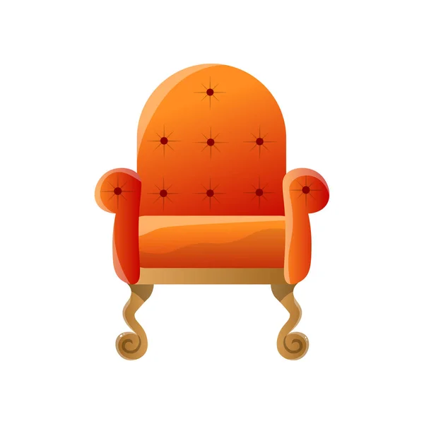 Sillón movible de estilo retro salón naranja suave aislado sobre fondo blanco — Vector de stock