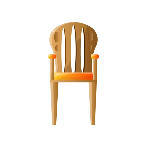 Κλασική ρετρό ξύλινη καρέκλα με πλάτη απομονωμένη σε λευκό φόντο — Διανυσματικό Αρχείο