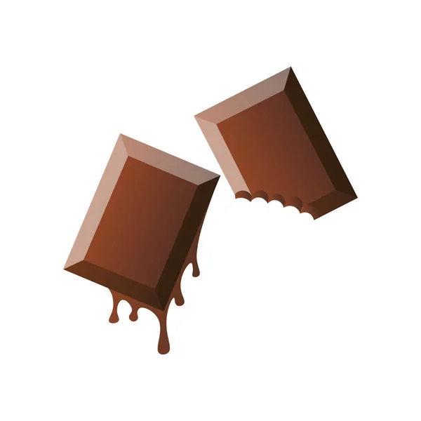 Piezas marrón chocolate dulce aisladas sobre fondo blanco — Archivo Imágenes Vectoriales
