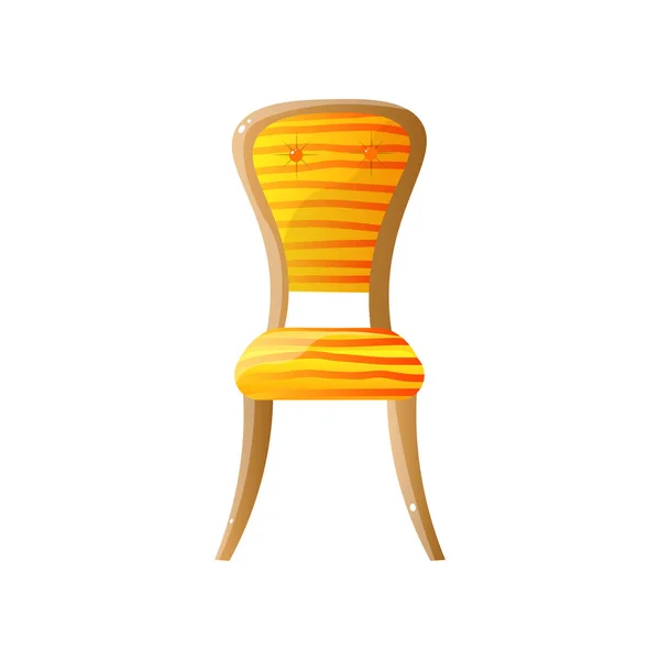 Hölzerner Stuhl mit orange gestreifter Polsterung — Stockvektor