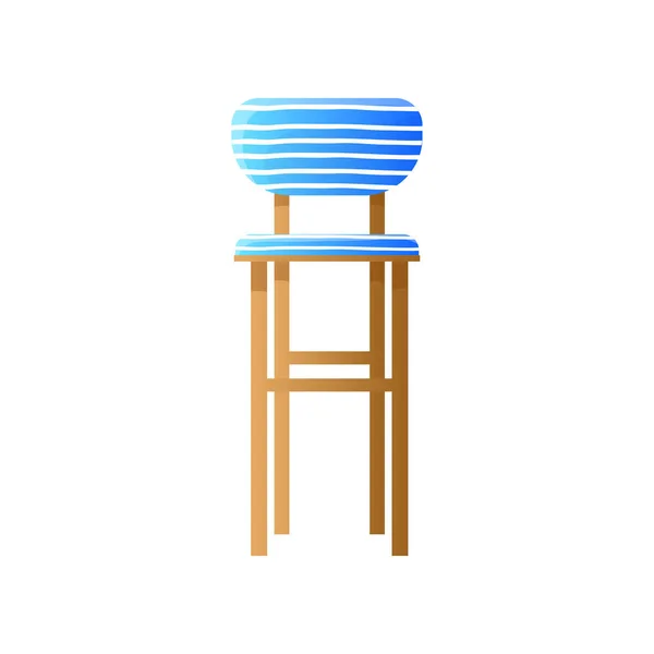 Silla tapizada de madera alta en diseño azul despojado aislado en blanco — Vector de stock