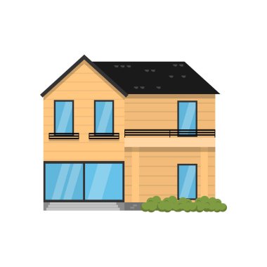 Beyaz arka planda izole ahşap modern iki katlı ev