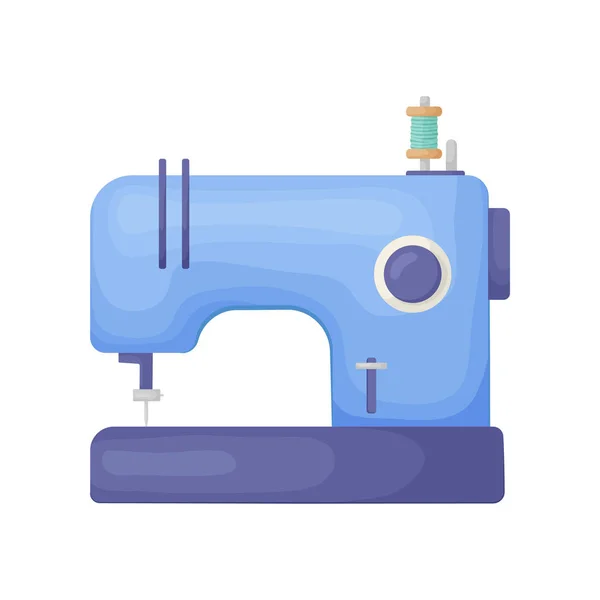 Сучасна модель швейної машини синього кольору ізольована на білому тлі — стоковий вектор
