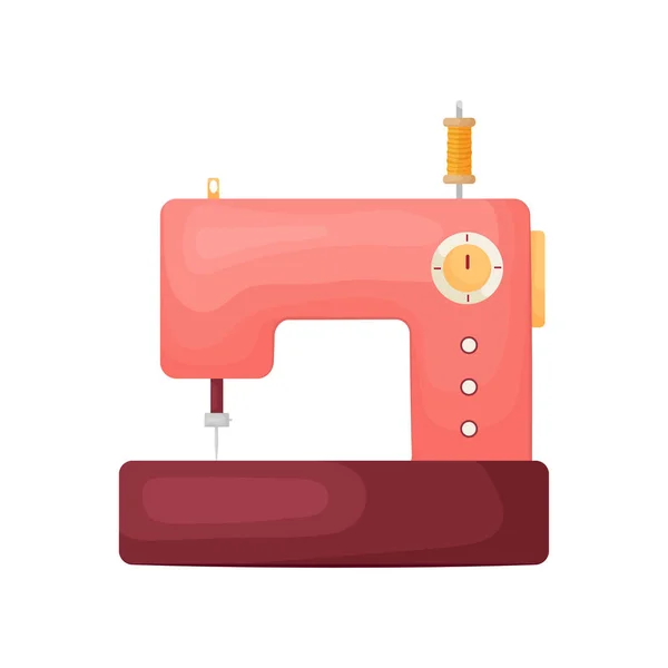 Classic model of sewing machine in red isolated on white background — Stock Vector