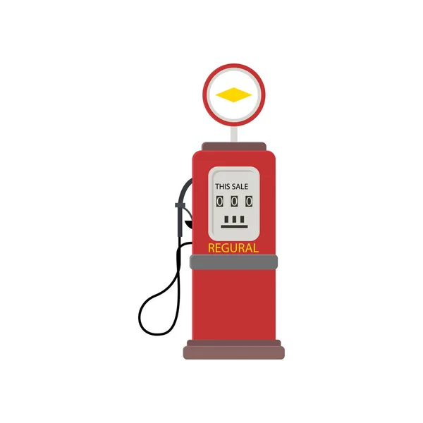 白の背景に分離レトロな赤ガソリンディスペンサー — ストックベクタ