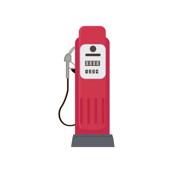 Distribuidor de gasolina vermelho compacto moderno isolado em fundo branco —  Vetores de Stock