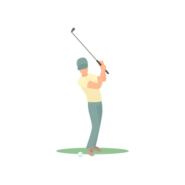 Golf player swinging club over head isolate on white background — Stock Vector