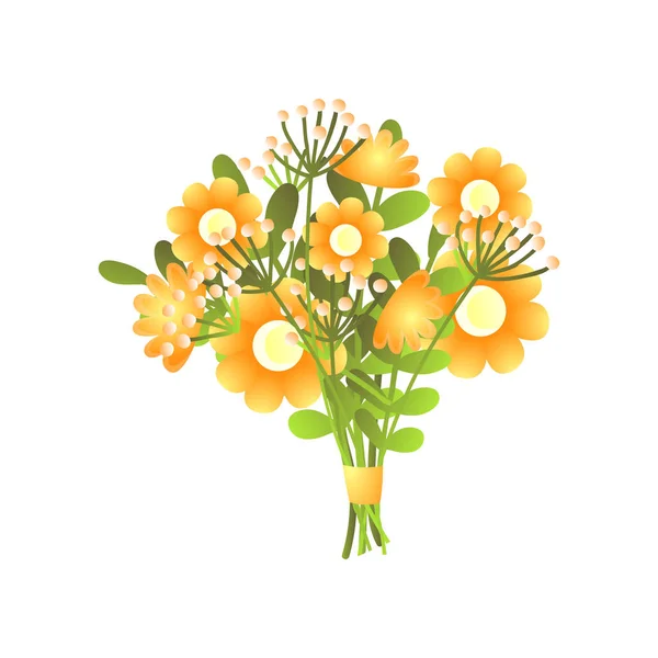 Färgglada färska gula full blommor bukett isolerad på vitt — Stock vektor