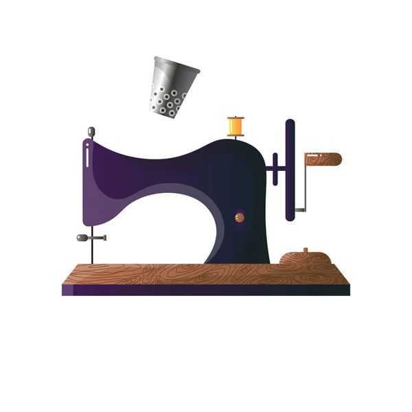 Máquina de coser de estilo antiguo retro aislada en blanco — Archivo Imágenes Vectoriales