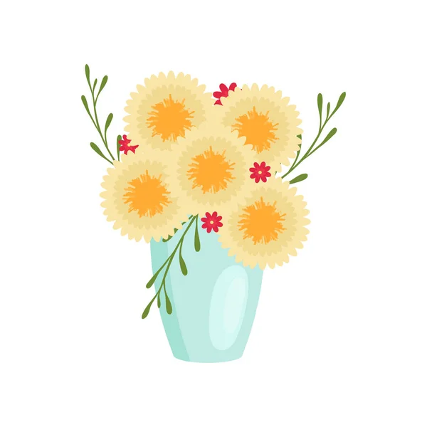 Bela composição de flores em vaso no fundo vazio —  Vetores de Stock