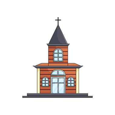 Ahşap kilise ile çapraz boş arka plan üzerinde çatı üzerinde