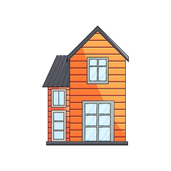 Vue de face de l'éco-maison en bois architecture rurale extérieure sur fond vide — Image vectorielle