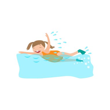 Palet havuzda yüzme mutlu gülümseyen kız