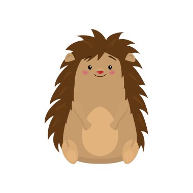 Komik sevimli kirpi oturma ve beyaz arka plan üzerinde izole Görüntüleyicisi bakarak