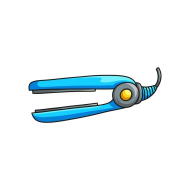 Beyaz arka plan üzerinde izole mavi profesyonel düzleştirme demir kuaförlük Aksesuar