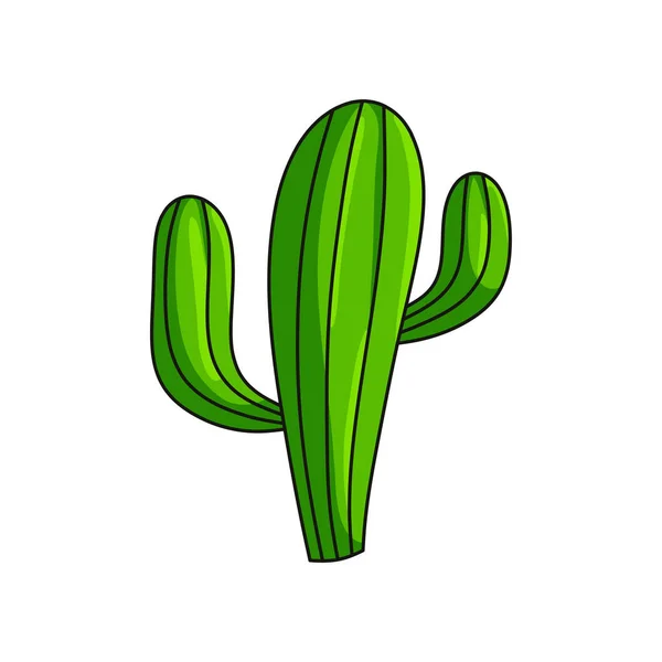 Cactus de crecimiento salvaje verde símbolo del oeste salvaje aislado sobre fondo blanco — Archivo Imágenes Vectoriales