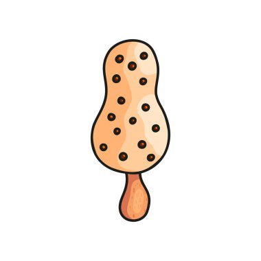 Siyah çikolata parçaları ile sütlü sır içinde dondurma