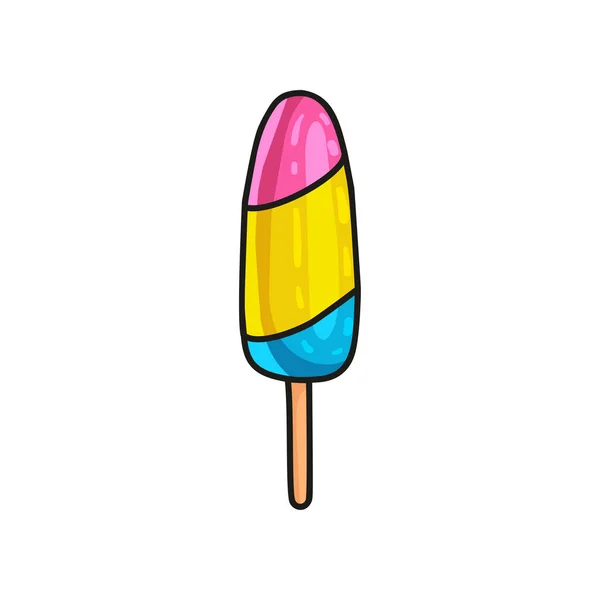 Helado de fruta rosa, amarilla y azul aislado sobre fondo blanco — Vector de stock