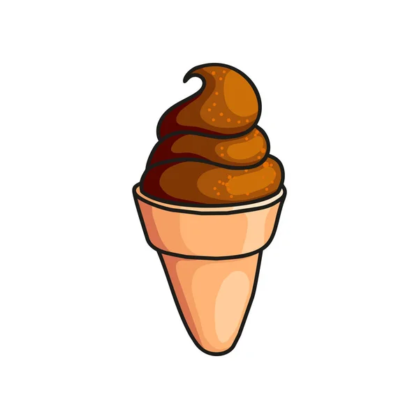 Čokoládová zmrzlina ve tvaru kuželového kelímku — Stockový vektor