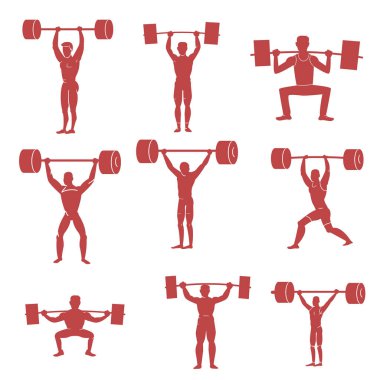 Atlet ağır bir nişanlı spor yükseltir halter halter ile çömelme yapar.