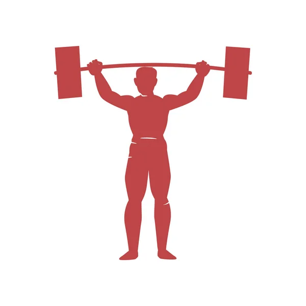 Gewichtheber hebt schwere Langhantel. Sehr harter Sport für Profisportler. — Stockvektor