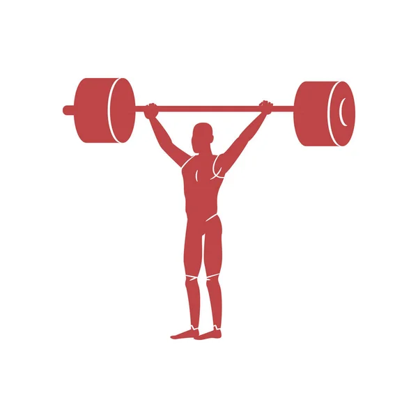 Weightlifter raises heavy barbell. Very hard sport for professional athletes. — Stock Vector