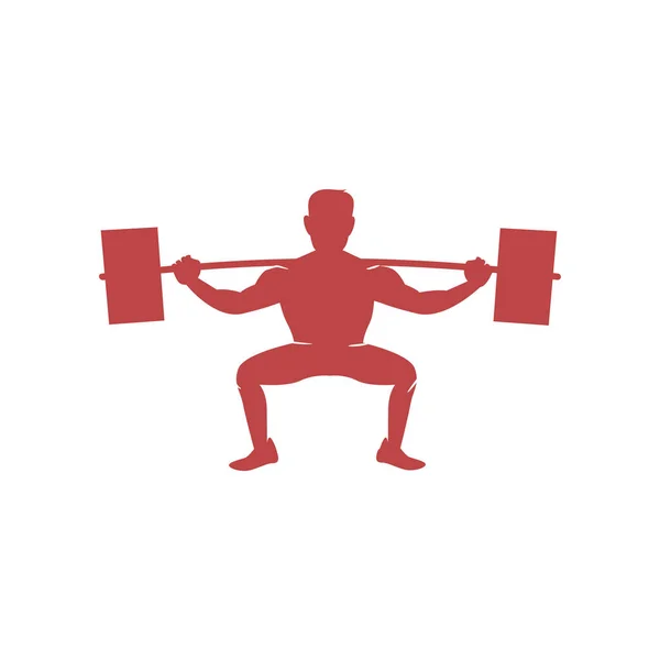 Gewichtheber hebt schwere Langhantel. Sehr harter Sport für Profisportler. — Stockvektor