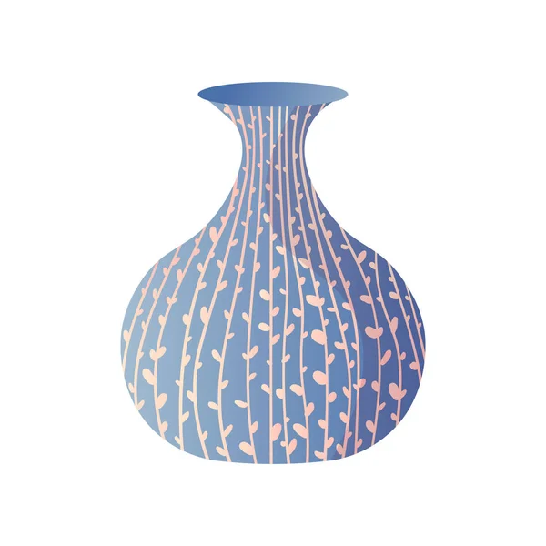 ブルーモダンプラントラインドローイングルーム花瓶 — ストックベクタ