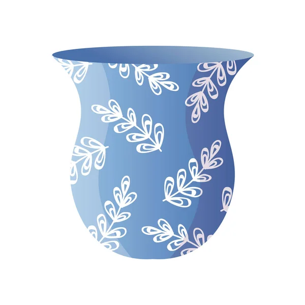 Dessin abstrait mode feuille sur vase bleu moderne — Image vectorielle