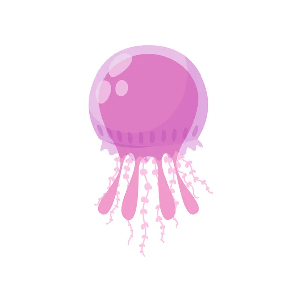 Medusas roxas, redondas e marinhas nadando na água do oceano —  Vetores de Stock