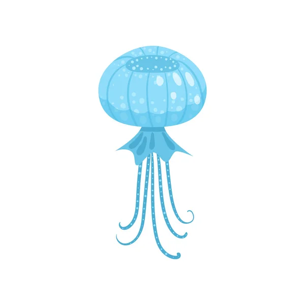 Niebieski okrągły formularz Jellyfish, ocean lub morze Stwór — Wektor stockowy