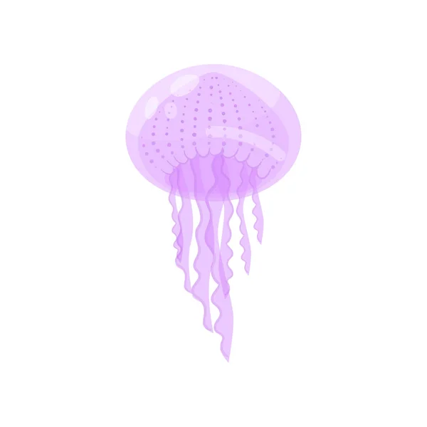 Fioletowy ładny Ocean Jellyfish, podwodne morskie stworzenie — Wektor stockowy