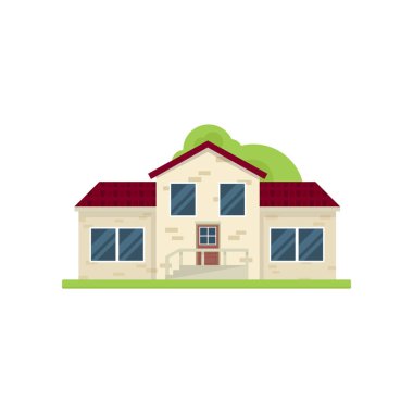 Mutlu aile için büyük pencere taş köy evi