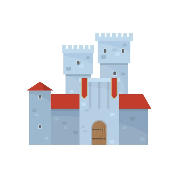 Torre azul edifício castelo complexo com telhado vermelho — Vetor de Stock