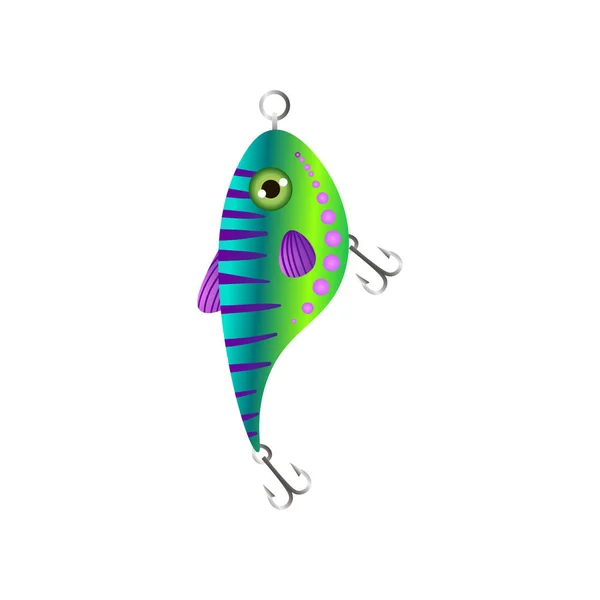 Cebo de pesca de degradado verde con forma redonda de pescado — Vector de stock